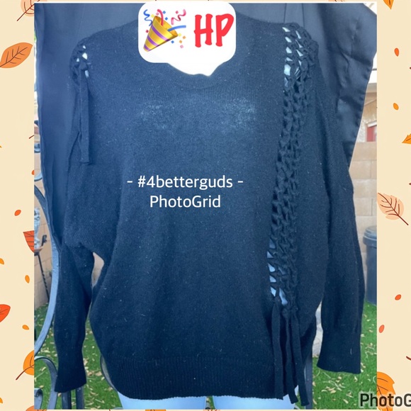 White + Warren Sweaters - White + Warren 100% Cashmere Distressed Cutouts Fringe Details Sweater MD - LG